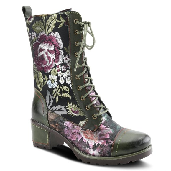 L'ARTISTE STYLISTA MID CALF BOOTS Olive Multi